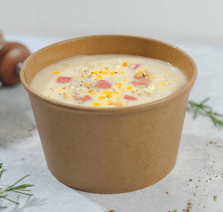 28 oz Double Poly Paper Hot/Cold Food Container, Kraft, (142mm) - 600 Pcs