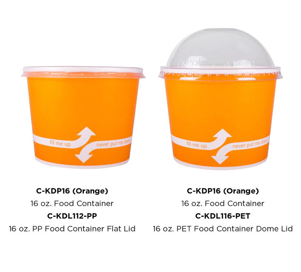 16 oz Double Poly Paper Food Container, Orange, (112mm) - 1000 Pcs