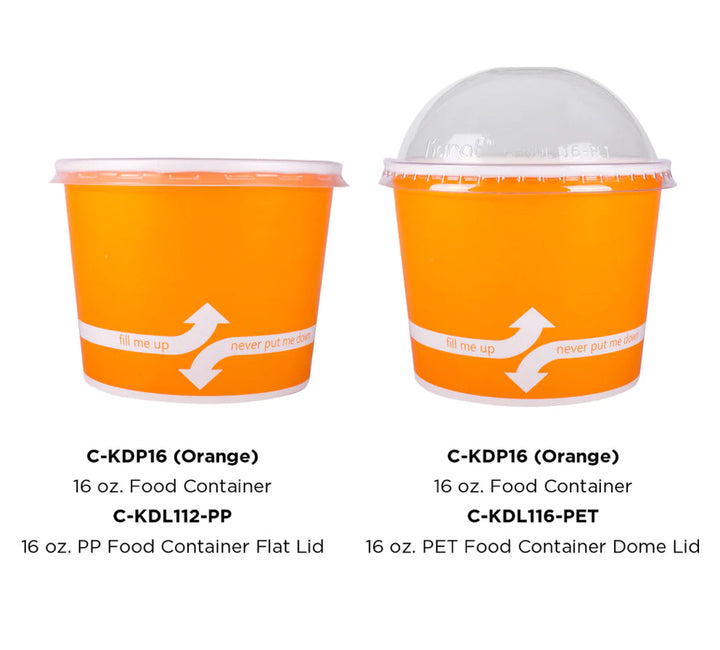 16 oz Double Poly Paper Food Container, Orange, (112mm) - 1000 Pcs
