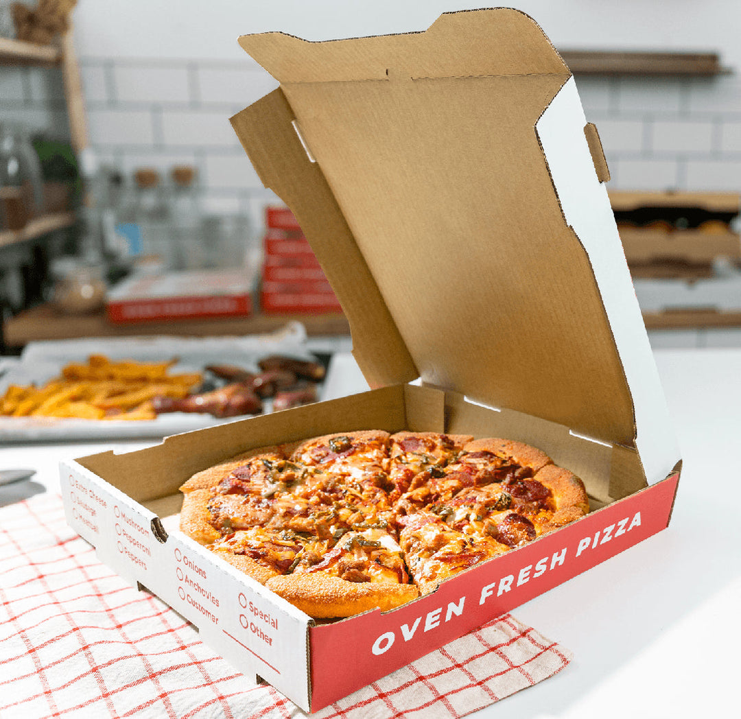 Corrugated Pizza Box, 12''x12''x2'', Generic Print - 50 pcs