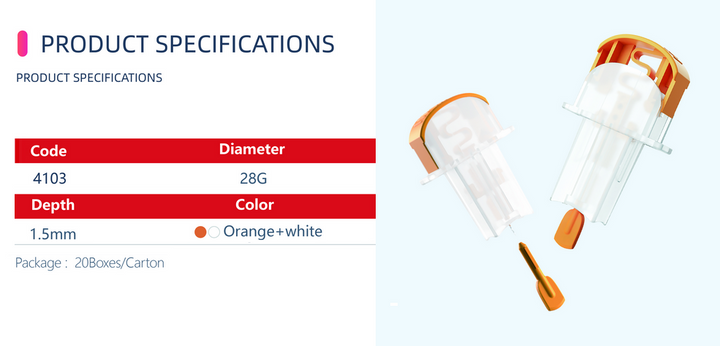 Lancet, Wing Lance, Lightweight, 1.5mm, 28G, Orange/White, 100/Box, 2000/Case