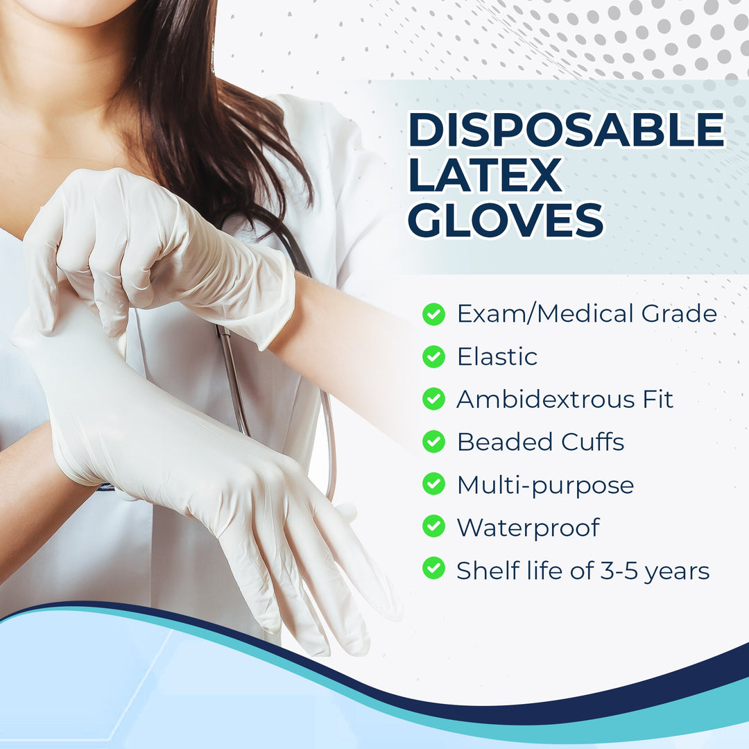 Lepremium Latex Exam Gloves - Powder Free
