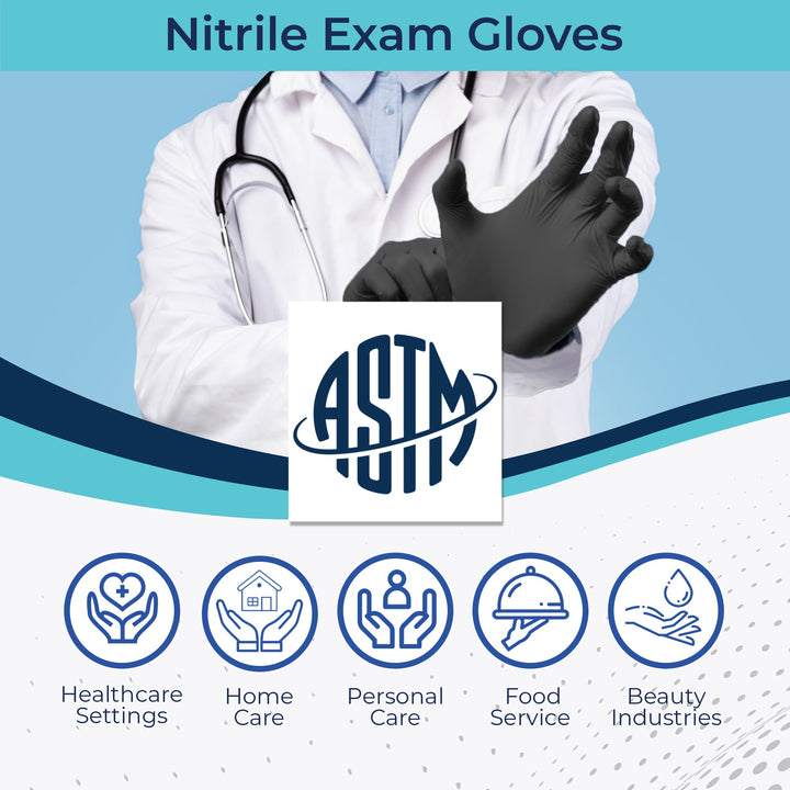 CHA Premier Nitrile Exam Gloves 4 mil - Black