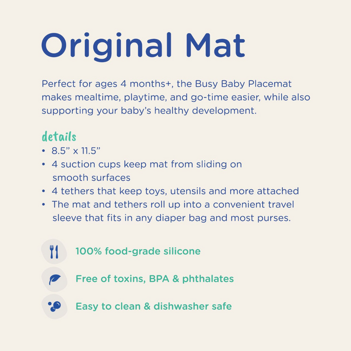 Busy Baby Silicone Mat with Toy Straps