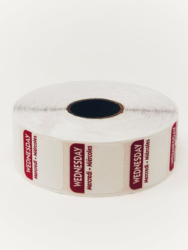 Food Rotation Labels, Wash-Away Day of Week - 1000 pcs/roll