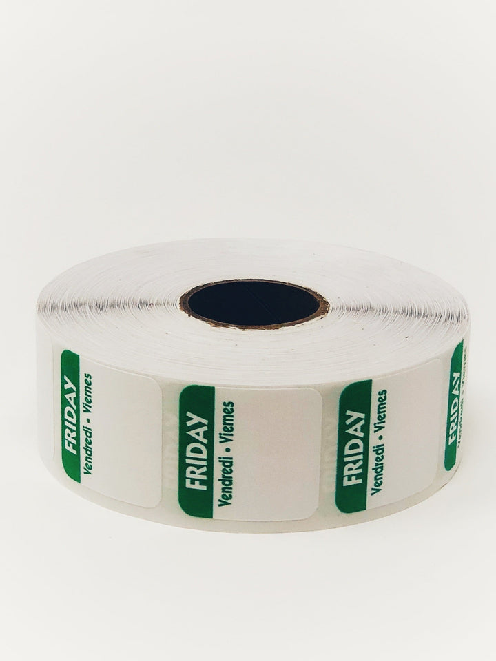Food Rotation Labels, Wash-Away Day of Week - 1000 pcs/roll